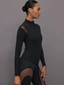 Sheer Spliced Mock Neck in Melt
