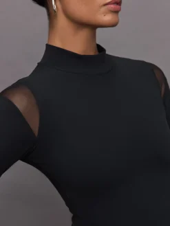 Sheer Spliced Mock Neck in Melt