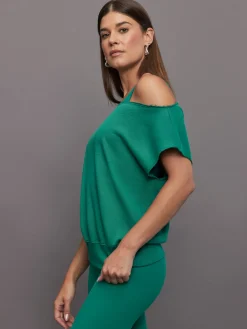 Short Sleeve Off Shoulder Sweatshirt in French Terry