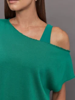Short Sleeve Off Shoulder Sweatshirt in French Terry