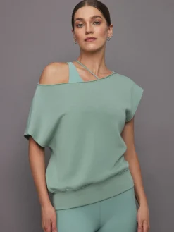 Short Sleeve Off Shoulder Sweatshirt in French Terry