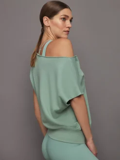 Short Sleeve Off Shoulder Sweatshirt in French Terry