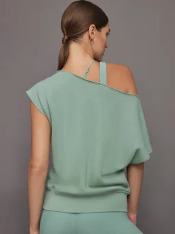 Short Sleeve Off Shoulder Sweatshirt in French Terry