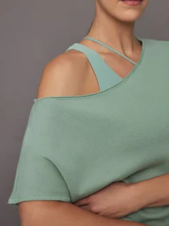 Short Sleeve Off Shoulder Sweatshirt in French Terry