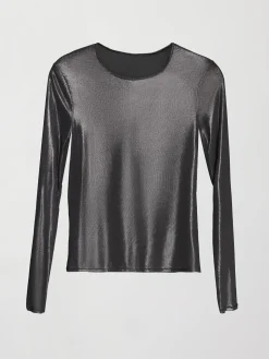 Silver Mesh Long Sleeve Top