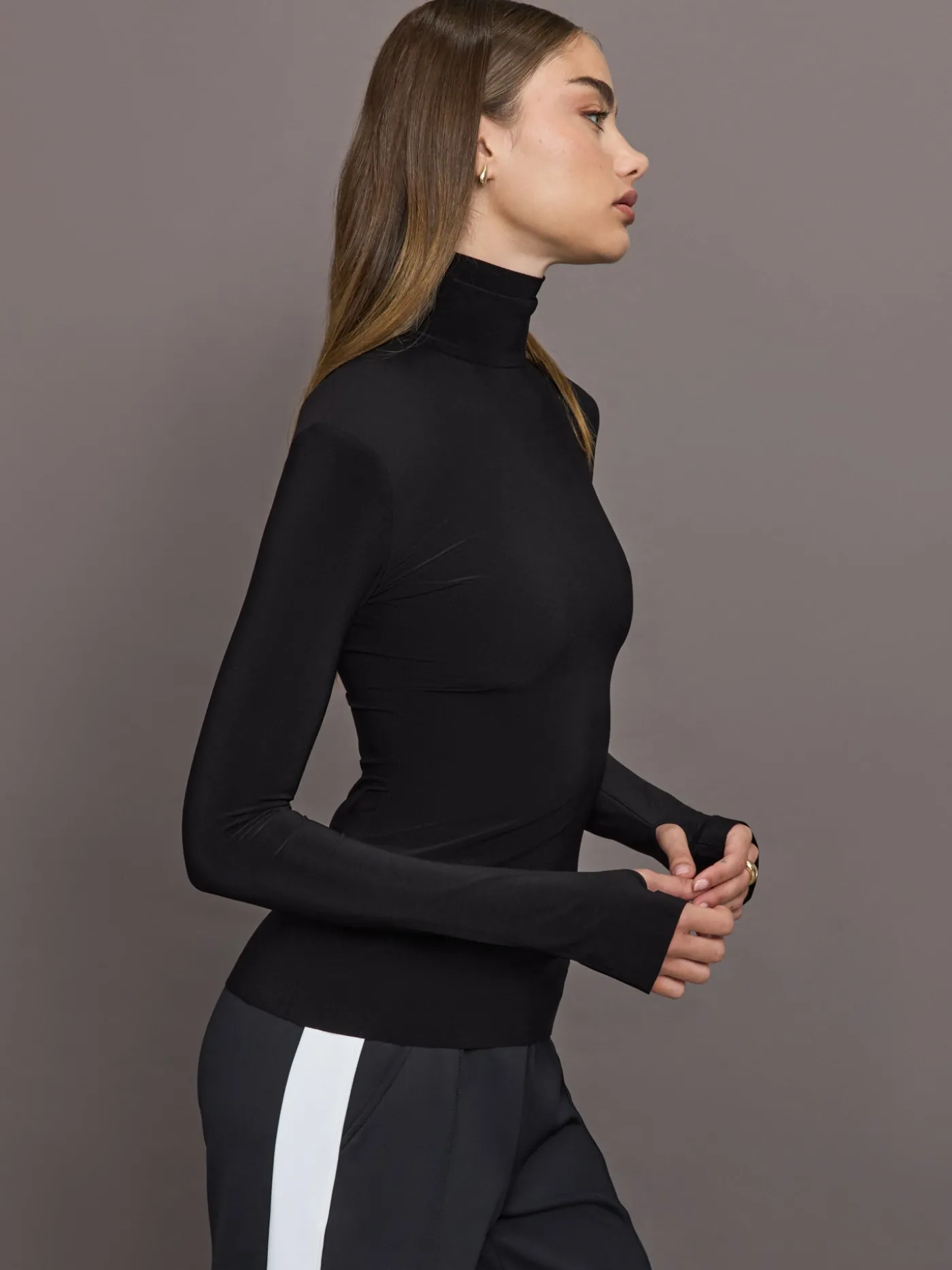 Slim Fit Long Sleeve Turtle Top
