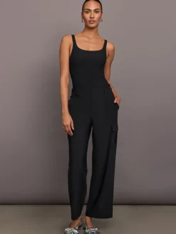 Stretch Woven Wide Leg Cargo Pant
