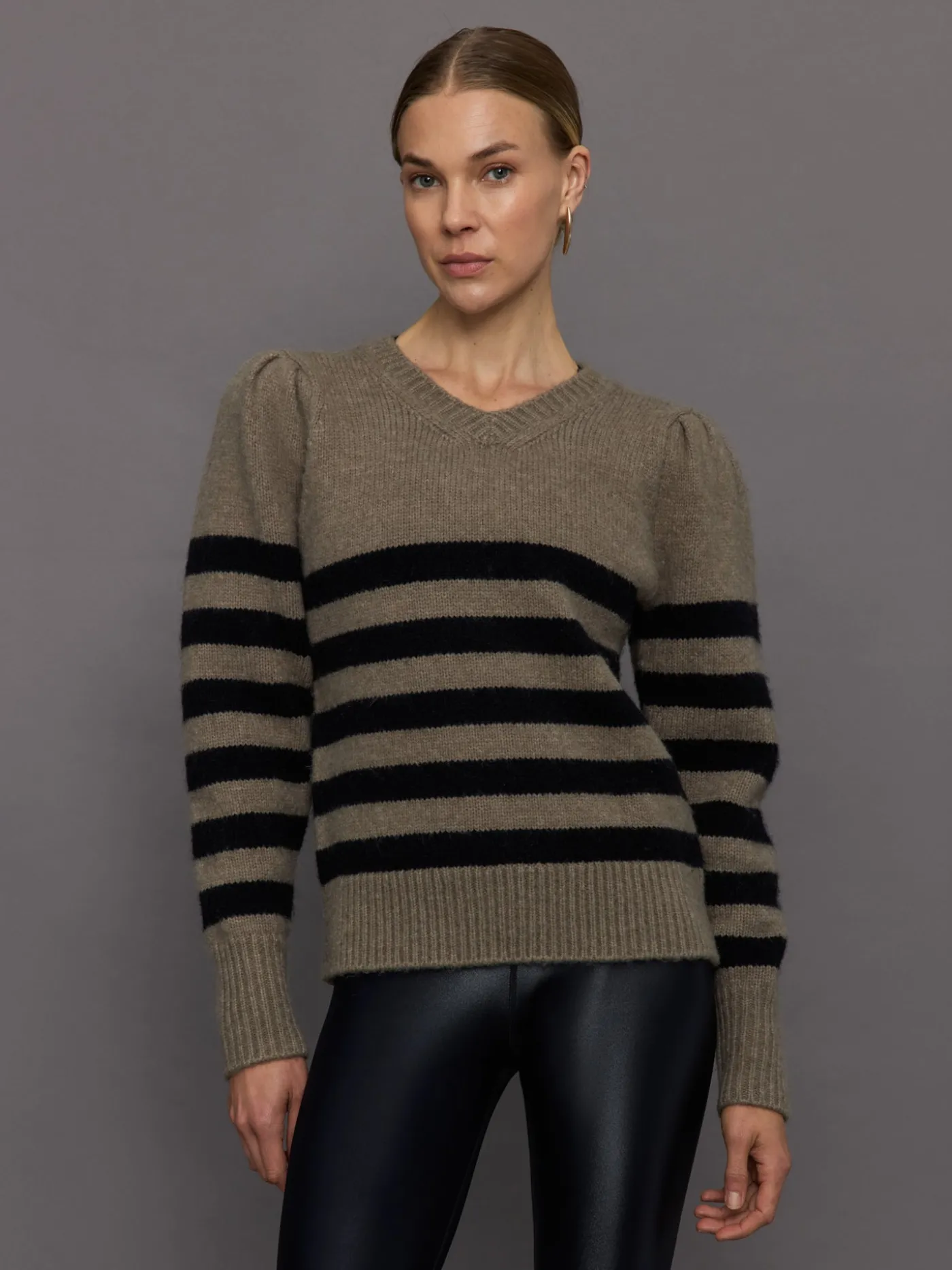 Striped Puff Sleeve Sweater