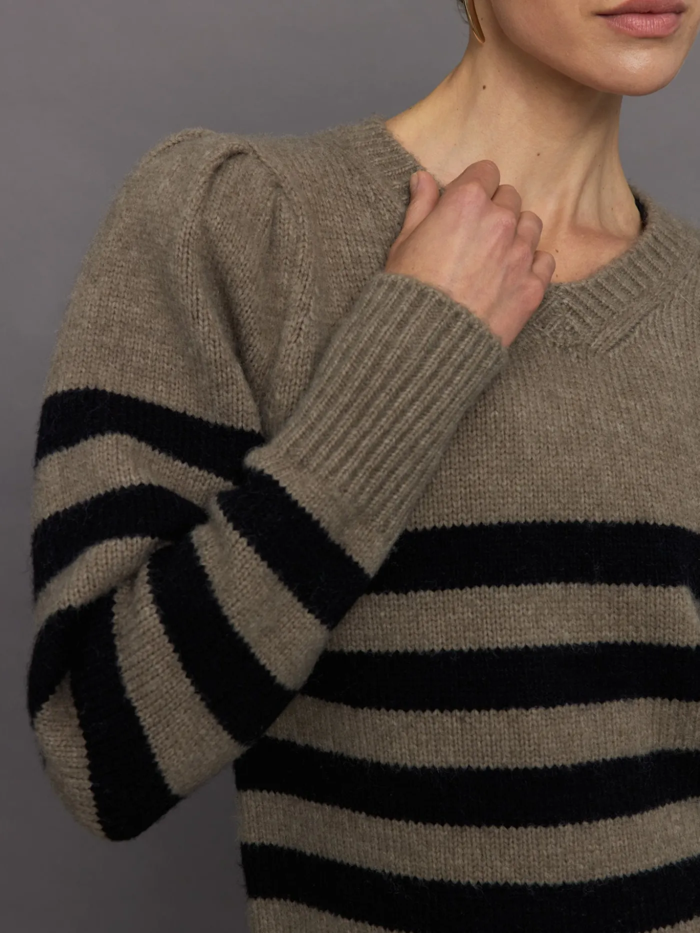 Striped Puff Sleeve Sweater