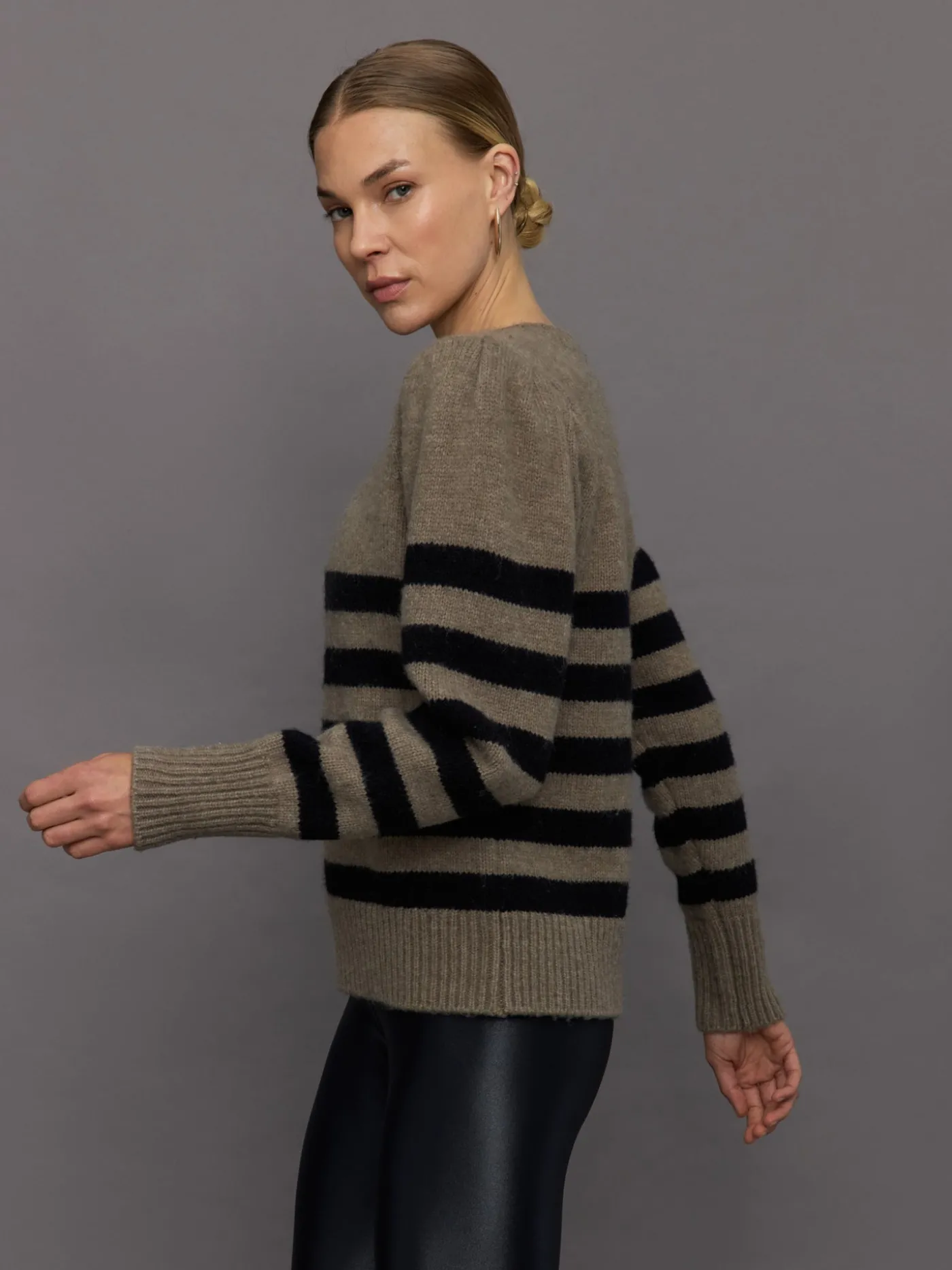 Striped Puff Sleeve Sweater