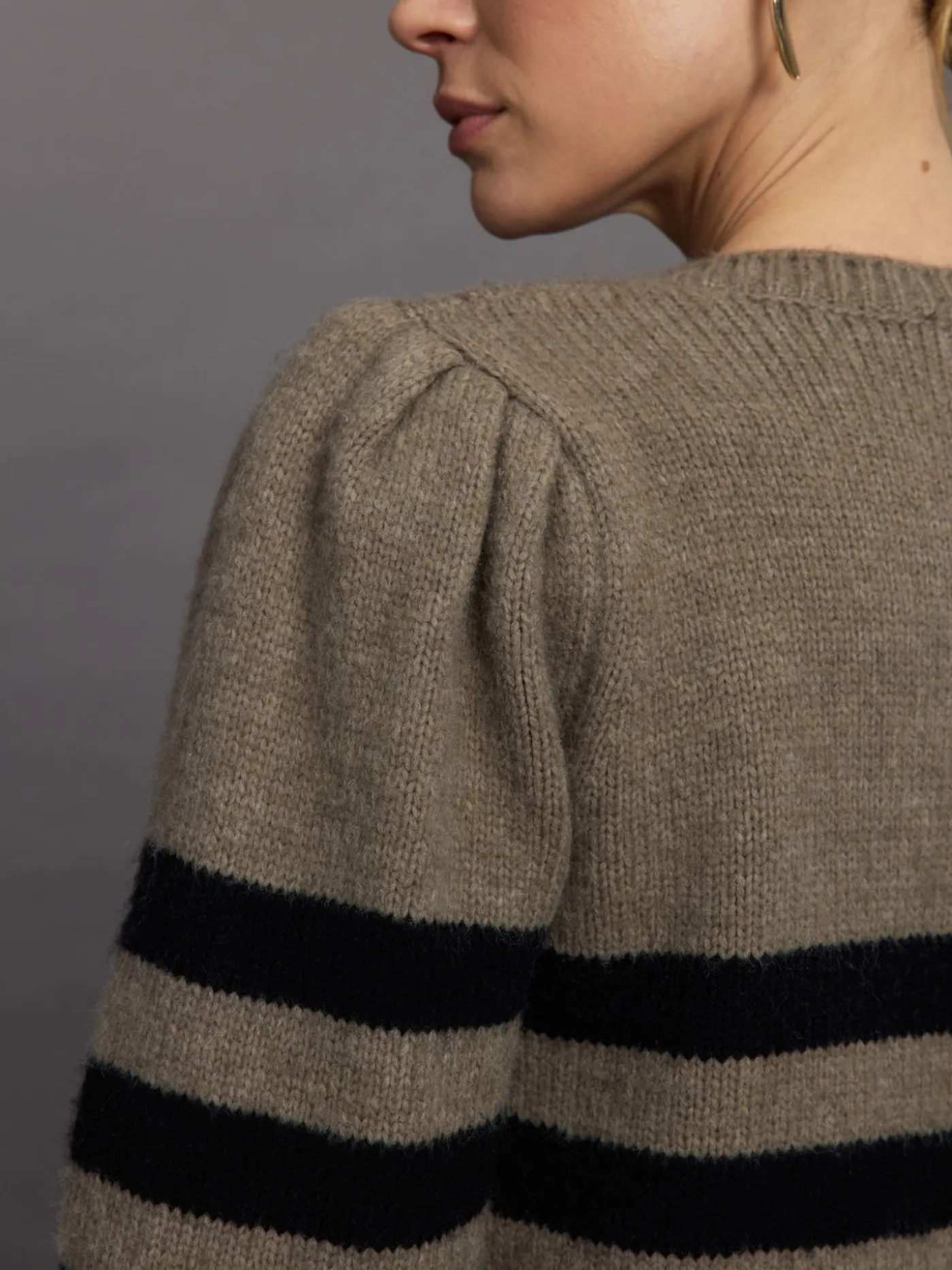 Striped Puff Sleeve Sweater
