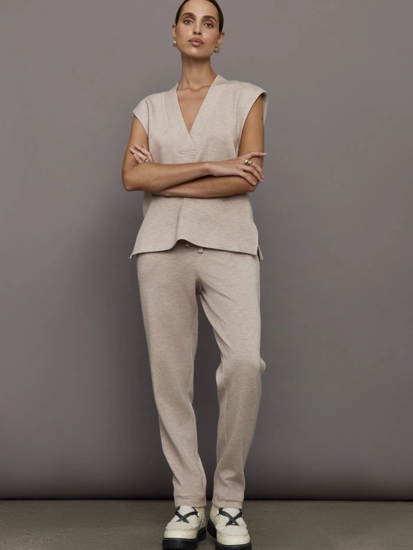 V Neck Knit Vest in Interlock