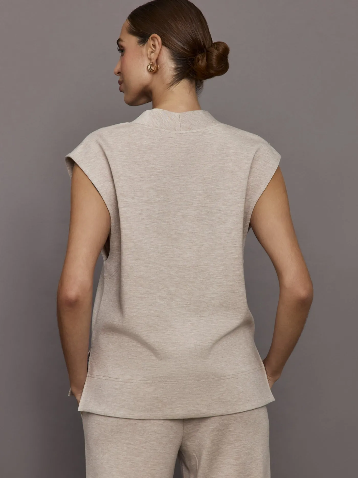 V Neck Knit Vest in Interlock