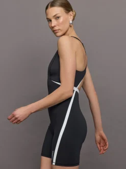 V-Neck Plunge Contrast Short Catsuit